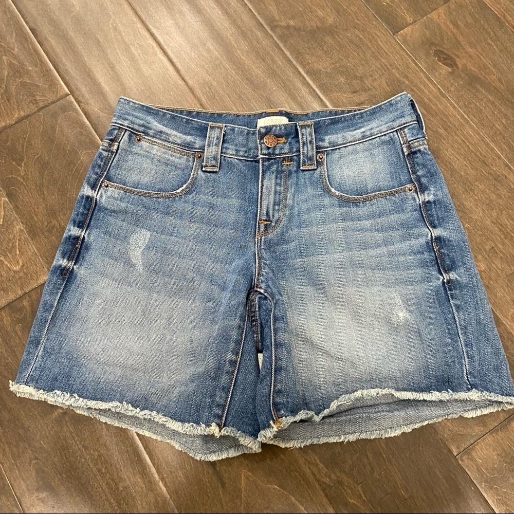 J. Crew Medium Wash Raw Hem High Waist Shorts